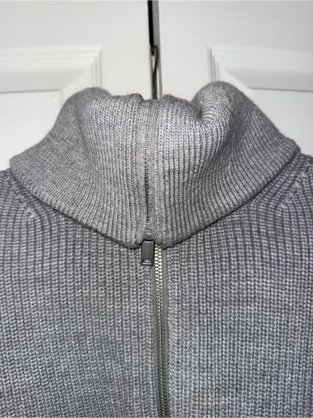 COS Light Gray Ribbed Half-Zip Sweater - Picture 6 of 9